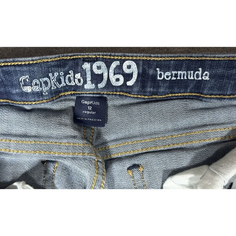 Gap Kids 1969 Blue Jean Burmuda Shorts Girls 12 Adjustable Waist Denim (B7) - Picture 6 of 8